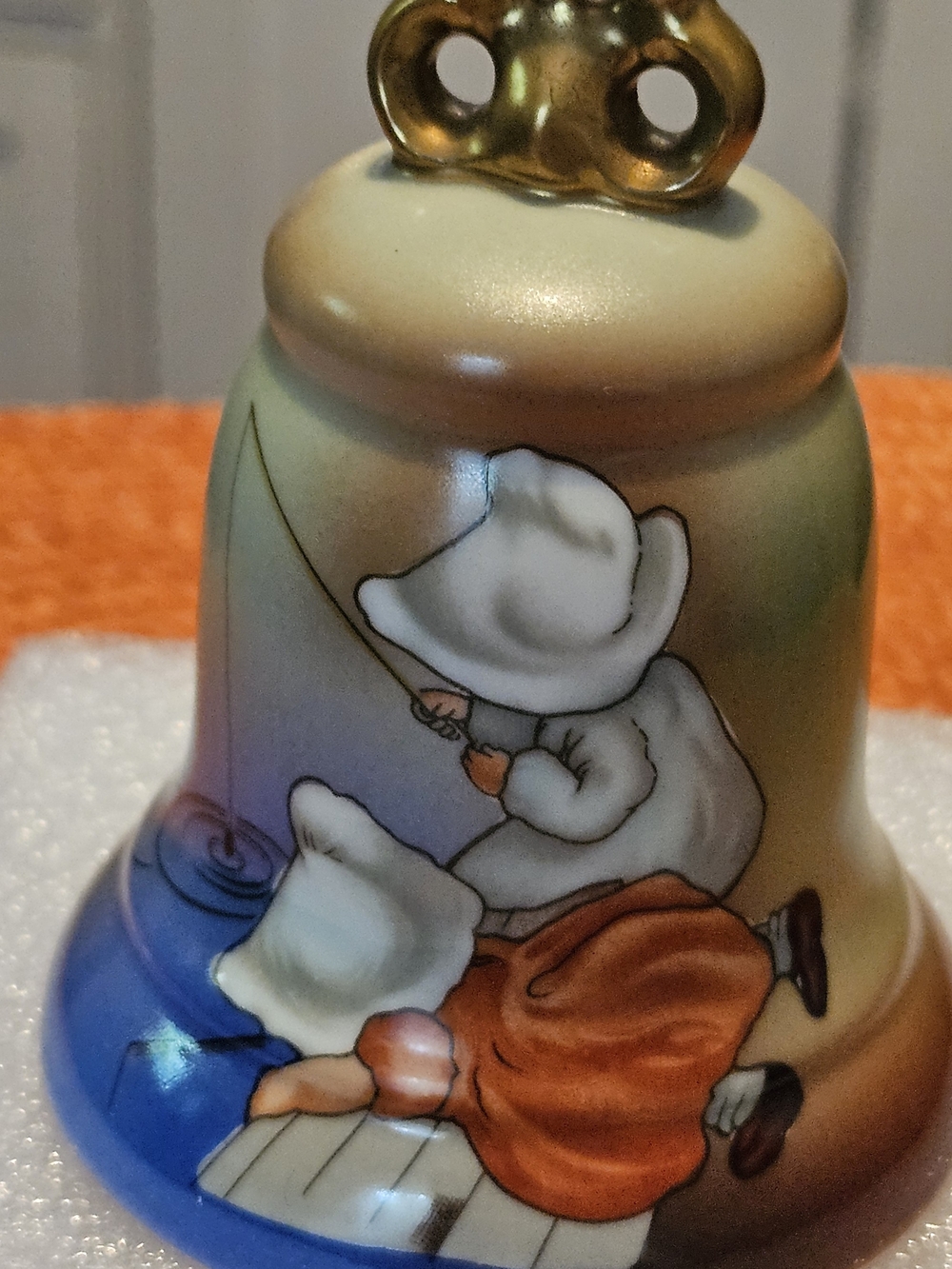 Royal Bayreuth Sunbonnet Baby Bell. Sunday fishing